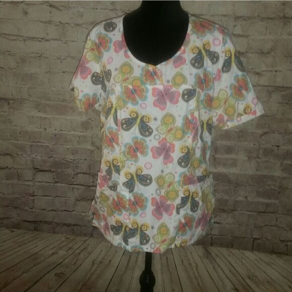 Butterfly scrub top by Scrub HQ L - Picture 1 of 1